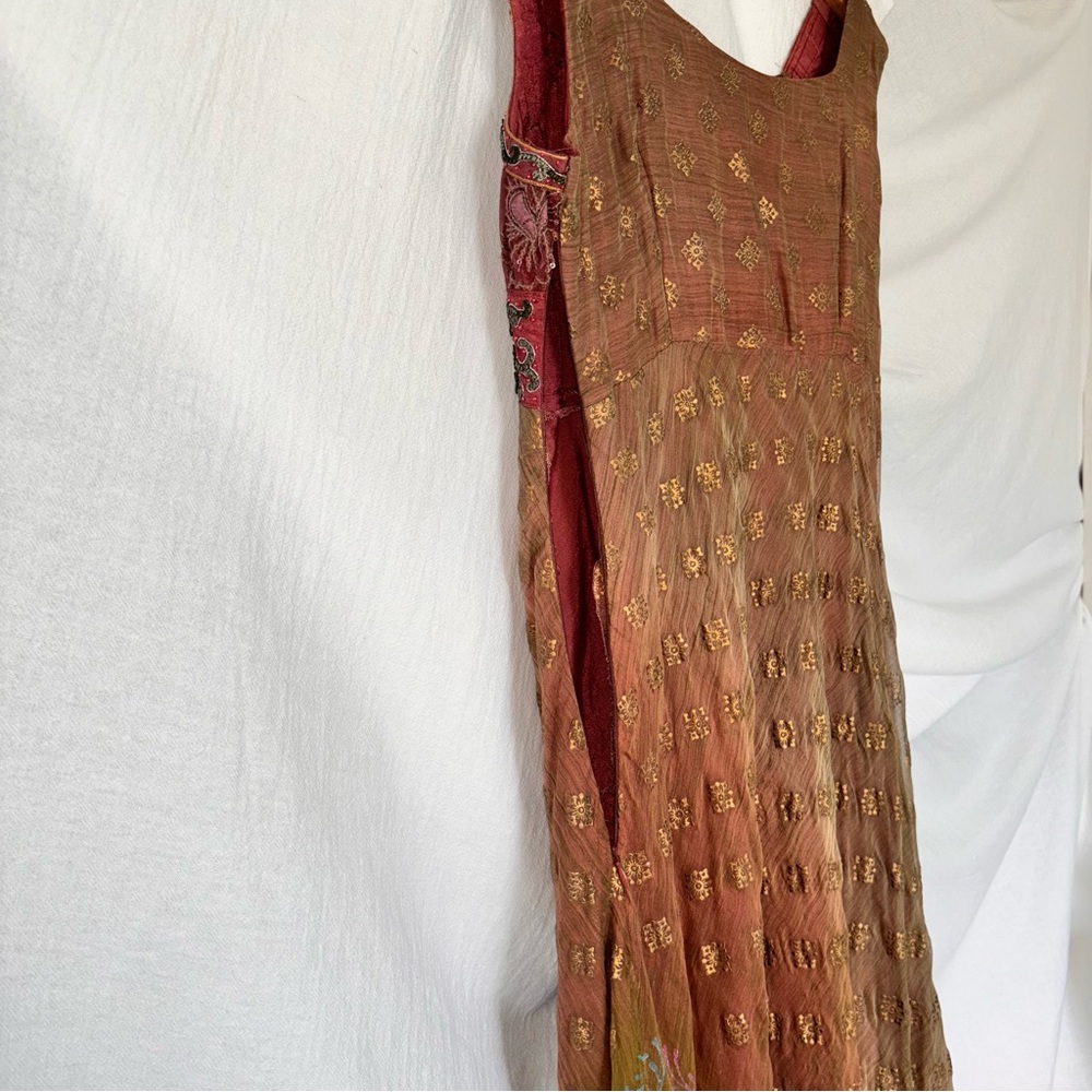 Karishma Burgundy and Gold Embellished Midi Sundress - Picture 7 of 10
